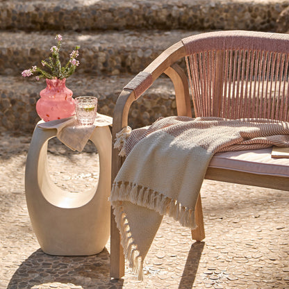 Shiro Wooden Garden Bench - Pink Rope - Laura James
