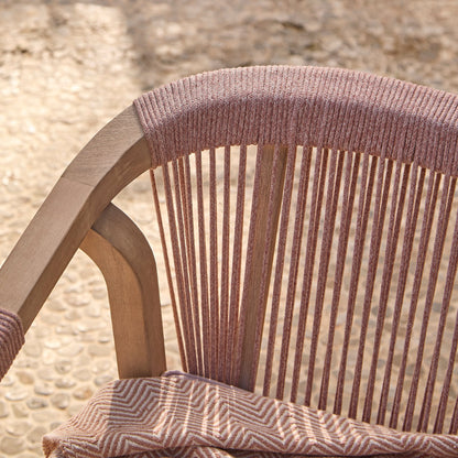 Shiro Wooden Garden Bench - Pink Rope - Laura James