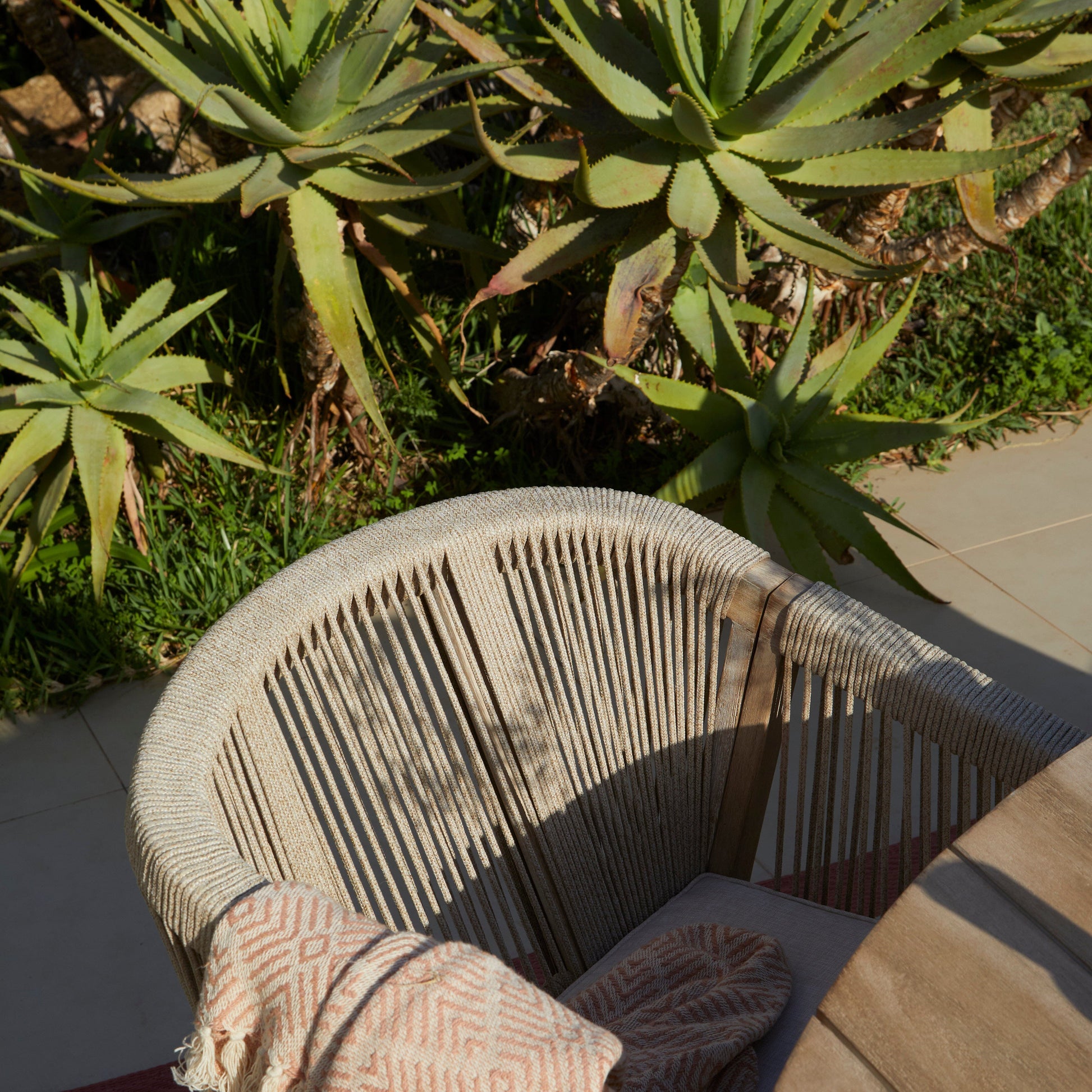 Shiro 6 Seater Wooden Round Dining Set with 6 Nala Sand Chairs - Laura James 