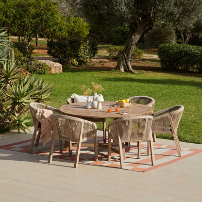 Shiro 6 Seater Wooden Round Dining Table with 6 Nala Rope Chairs
- Laura James 
