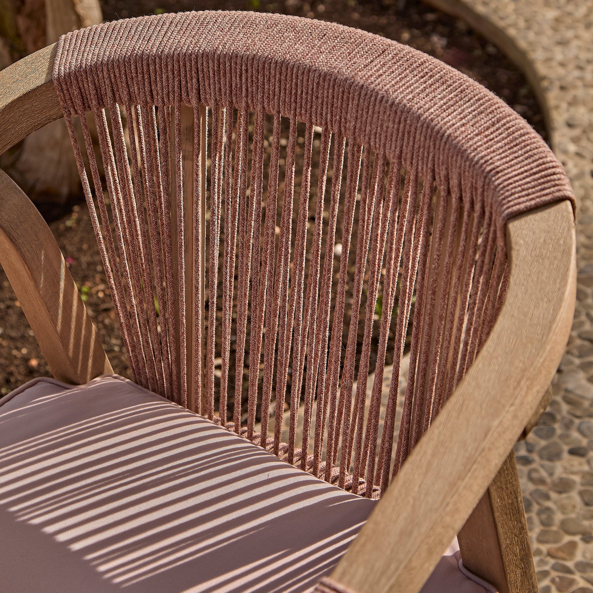 Shiro 6 Seater Wooden Garden Dining Set with 2 Shiro Benches & 2 Shiro Chairs - Pink Rope - Laura James