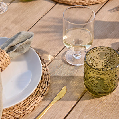Shiro 6 Seater Wooden Garden Dining Set with Shiro Green Rope Chairs & Bench - 180cm - Laura James