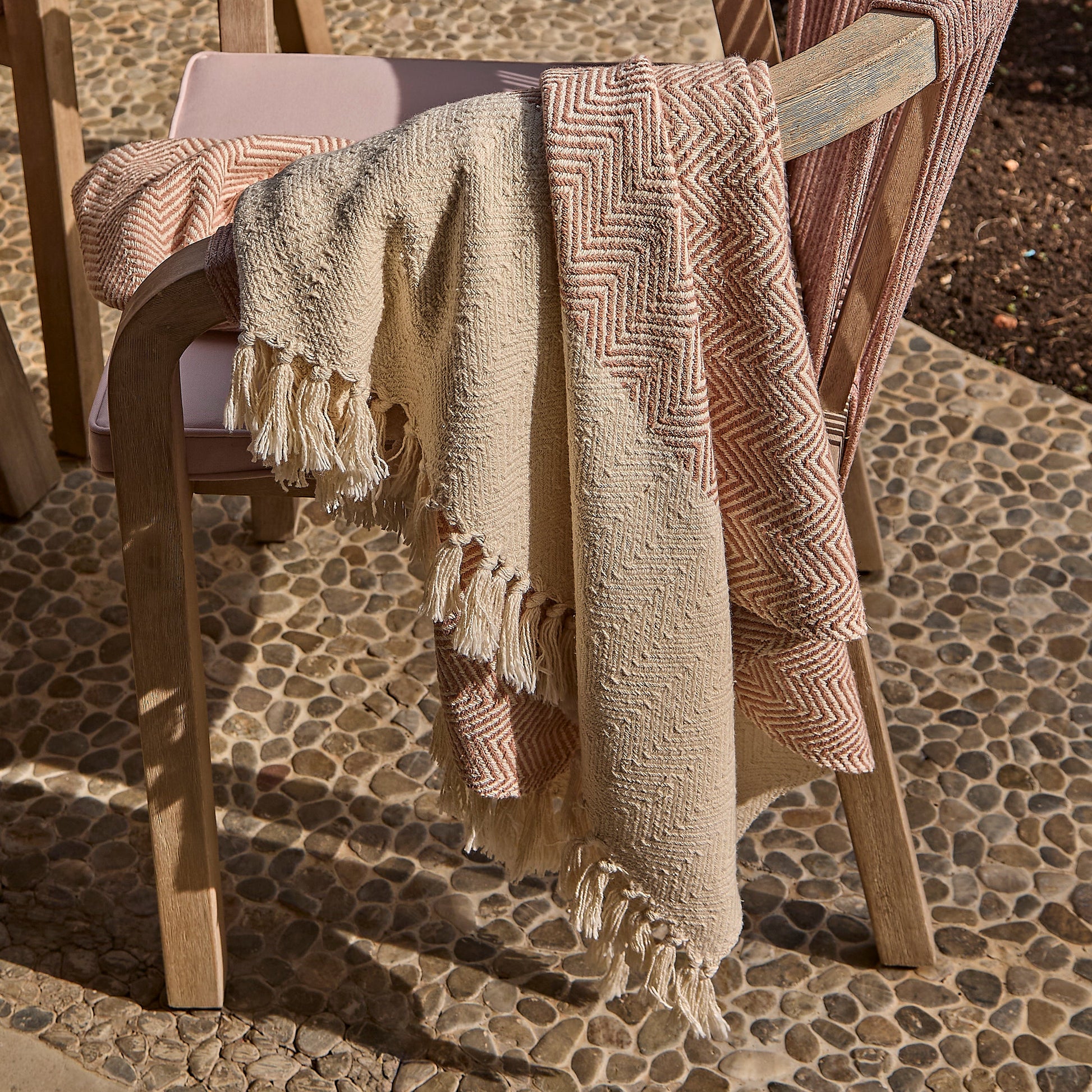 Shiro Pink Rope Wooden Garden Chairs - Set of 2 - Laura James