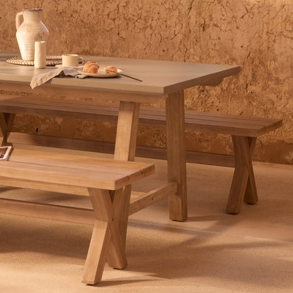 Shiro 6 Seater Pale Grey Garden Dining Set with 2 Charlotte Benches - Laura James