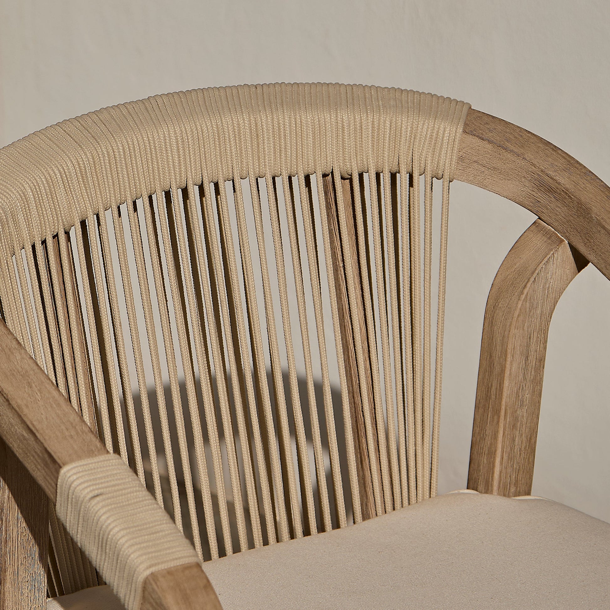 Shiro Brushed Light Acacia Garden Chairs - Set of 2 - Beige Rope - Laura James 