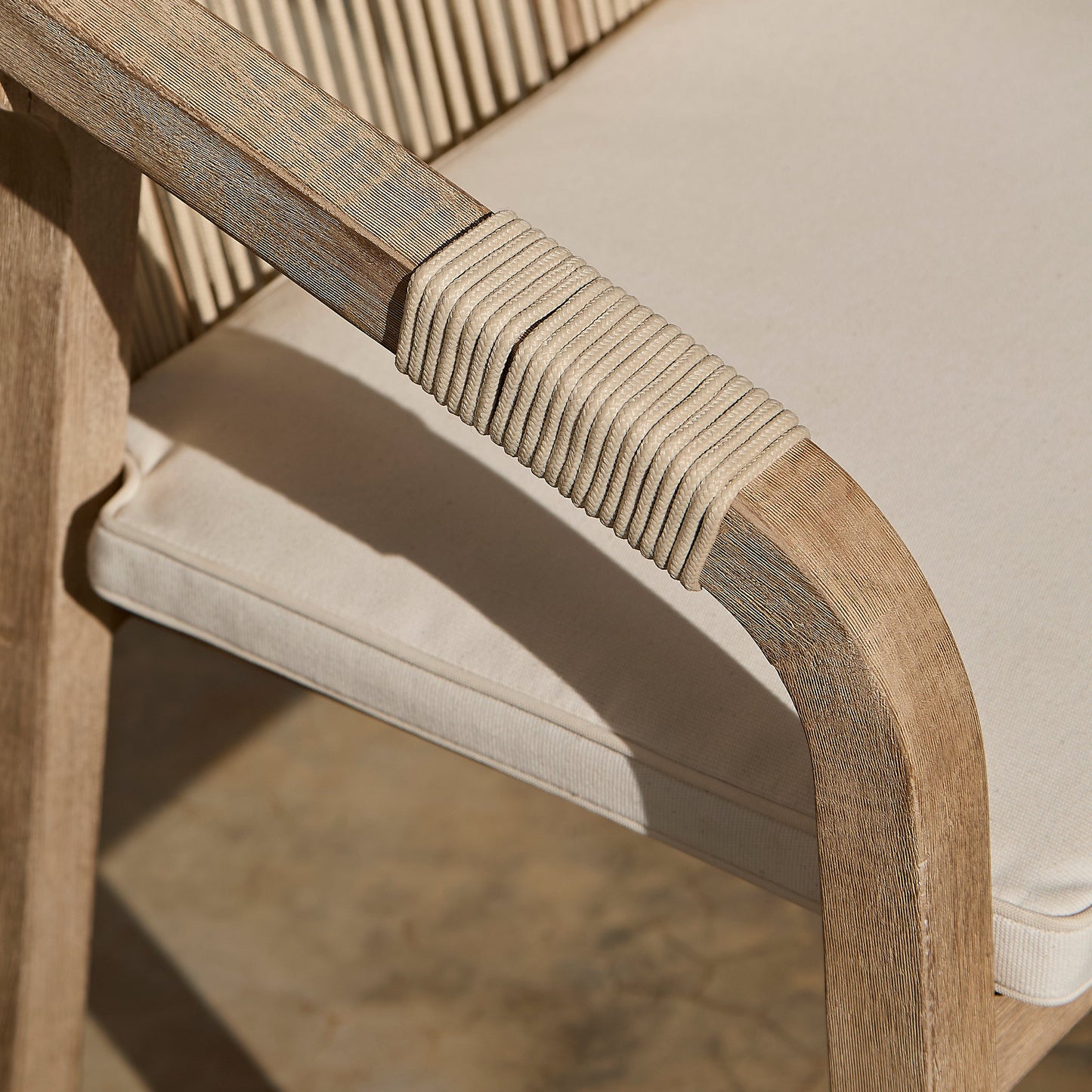 Shiro Brushed Light Acacia Garden Chairs - Set of 2 - Beige Rope - Laura James 