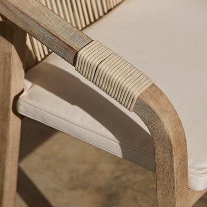 Shiro Brushed Light Acacia Garden Chairs - Set of 2 - Beige Rope - Laura James 