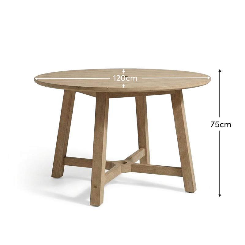 Shiro Round Garden Table - Brushed Light Acacia - Laura James