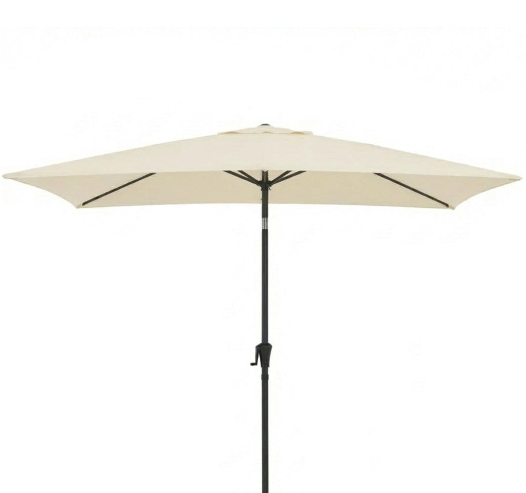 Square 2m Cream LED Parasol with 25kg Parasol Base - Black Concrete - Laura James