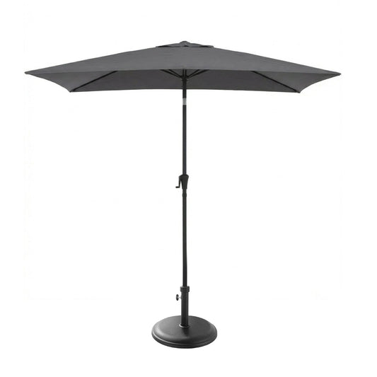 Square 2m Grey LED Parasol with 25kg Parasol Base - Black Concrete - Laura James