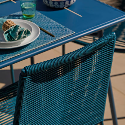 Wilder 6 Seater Blue Dining Table Set with Ryder Chairs - Laura James