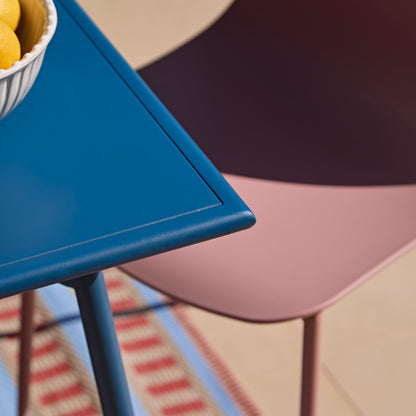 Wilder 6 Seater Blue Dining Table Set with Wren Pink Chairs - Laura James