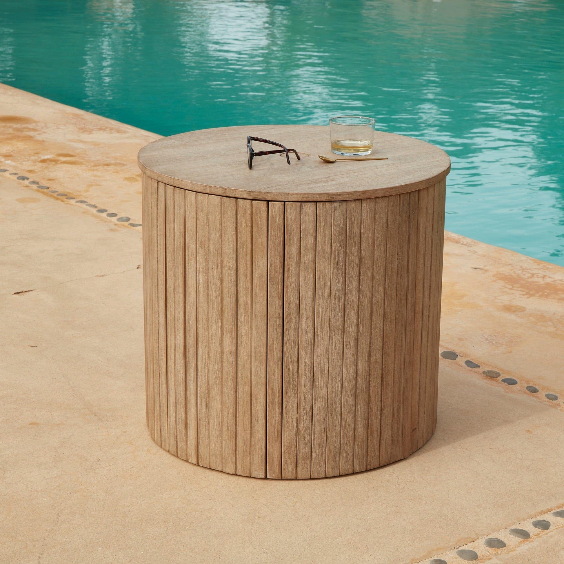 Akira Chunky Wood Table/Parasol Base - Laura James