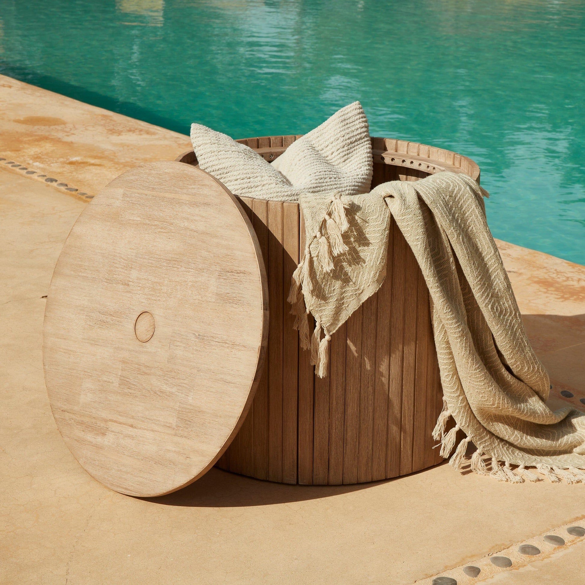 Akira Chunky Wood Table/Parasol Base - Laura James