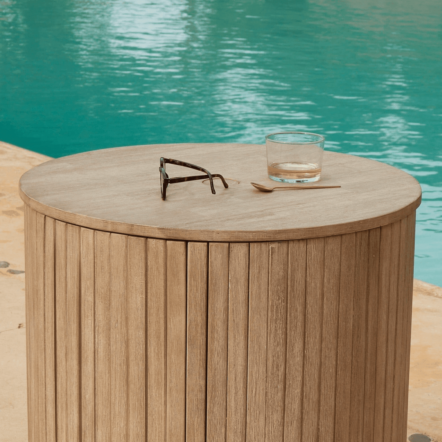 Akira Chunky Wood Table/Parasol Base - Laura James
