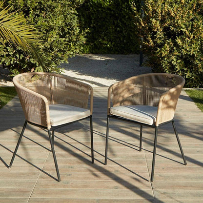 Amelia 4 Seater Natural Wood Black Legs Garden Dining Set - Hali Natural Chairs