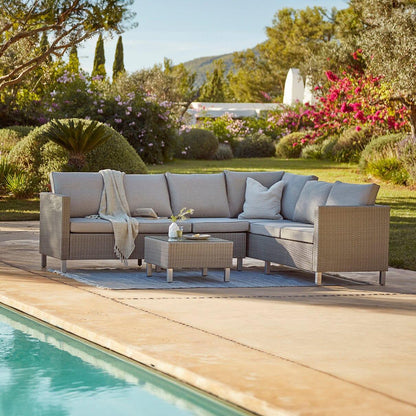 Aria extended garden corner sofa with coffee table - light grey - Laura James