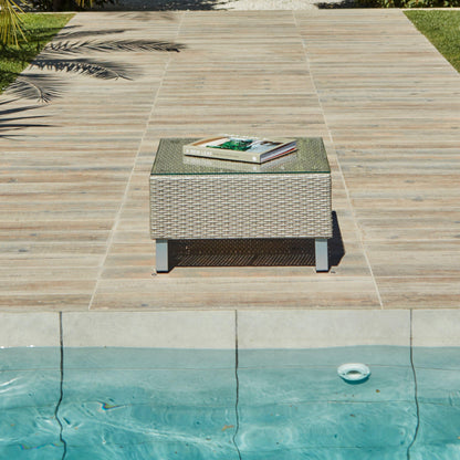 Aria extended garden corner sofa with coffee table - light grey - Laura James