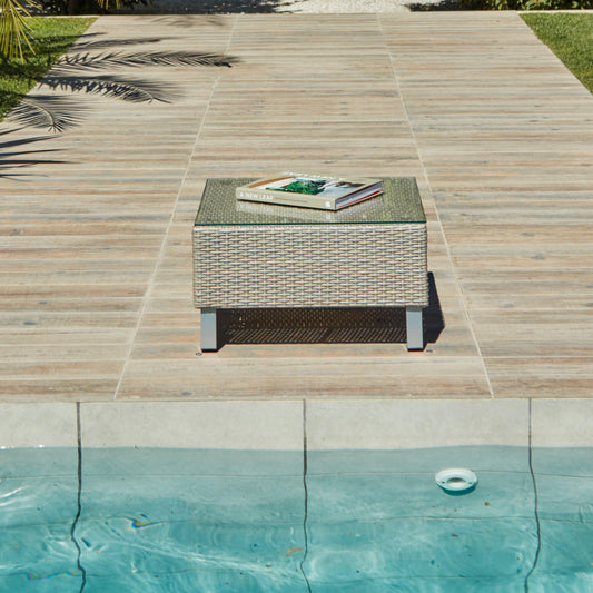 Aria Rattan Garden Coffee Table - Light Grey - Laura James