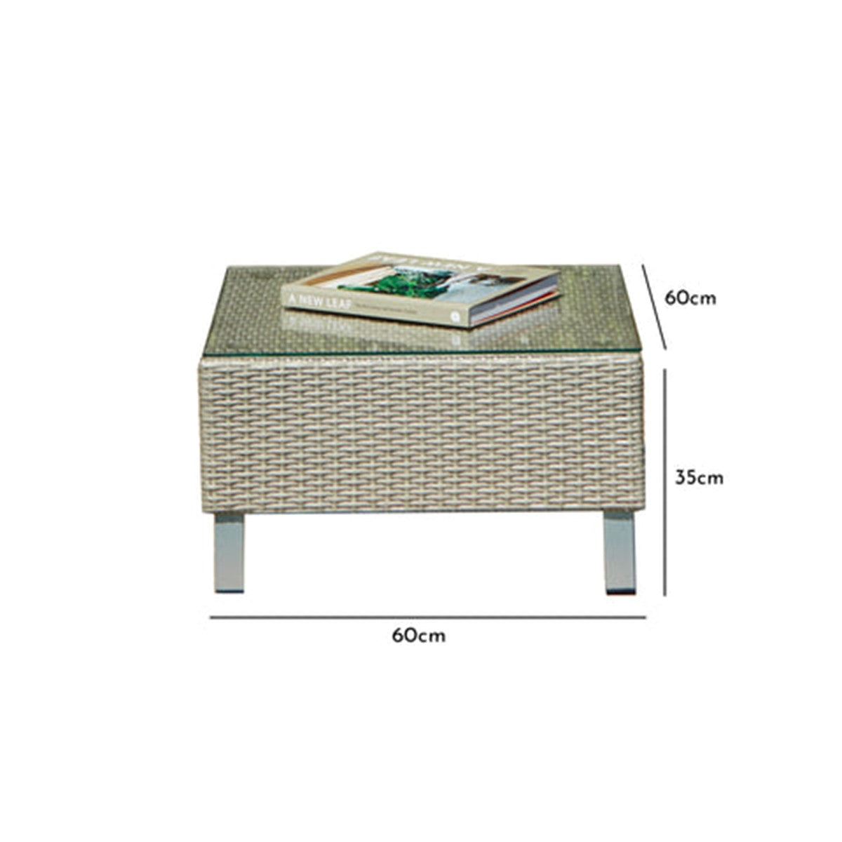Aria Rattan Garden Coffee Table - Light Grey