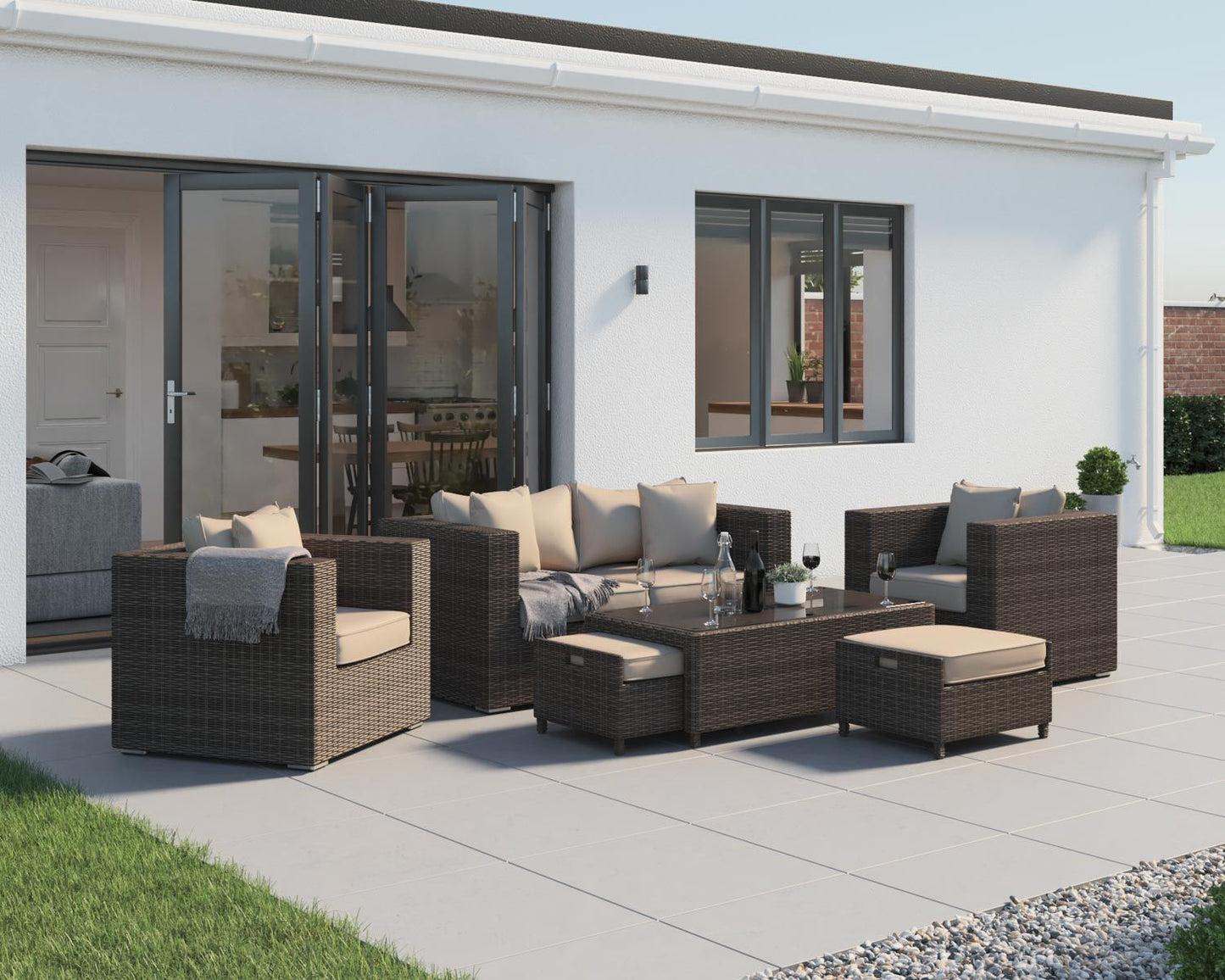 Ascot 2 Seat Sofa in Truffle and Champagne