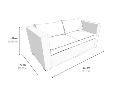Ascot 2 Seater Rattan Garden Sofa Set in Chocolate and Cream