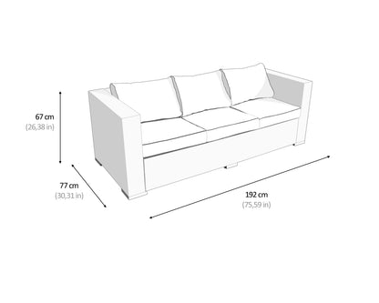 Ascot 3 Seater Rattan Garden Sofa Set in Chocolate and Cream
