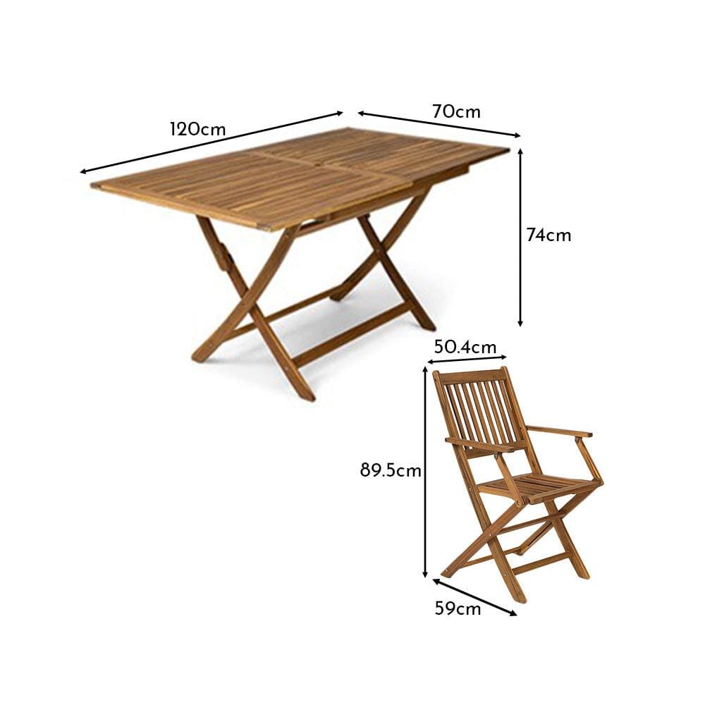 Ashby Outdoor 4 Seater Wooden Rectanglar Armchair Dining Set with Cream Parasol - 120cm - Laura James