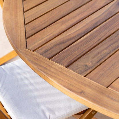 Ashby 4 Seater Wooden Round Folding Garden Dining Table - 100cm - Laura James