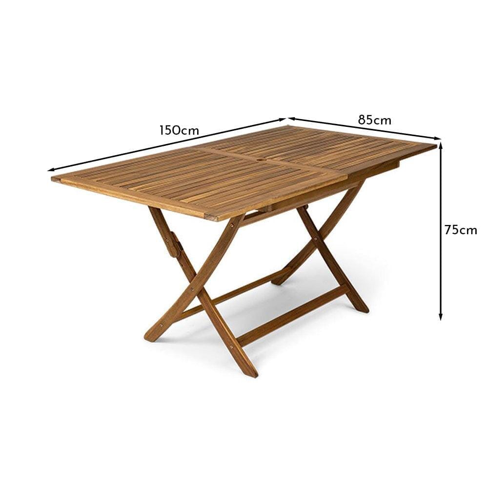 Ashby 6 Seater Wooden Rectangular Folding Dining Table - 150cm