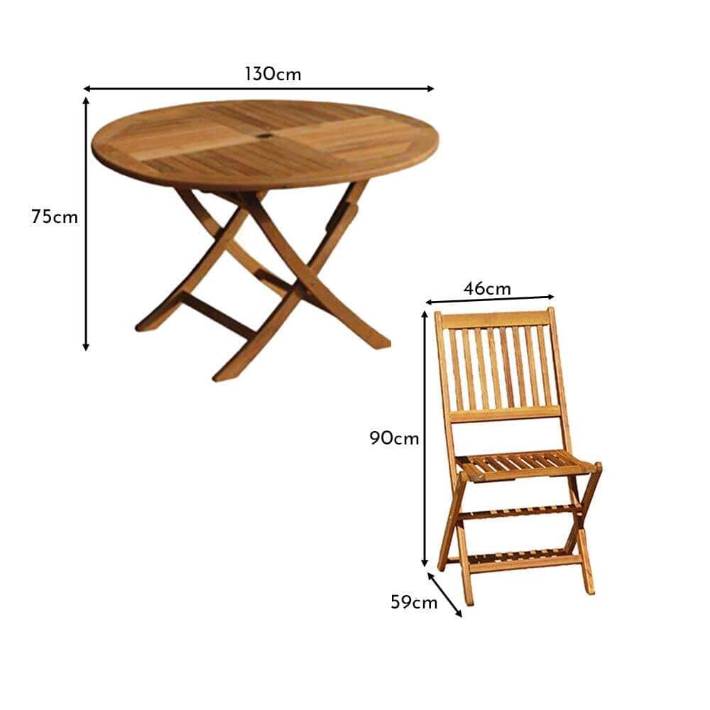 Ashby 6 Seater Round Wooden Dining Set and Grey Parasol - Laura James