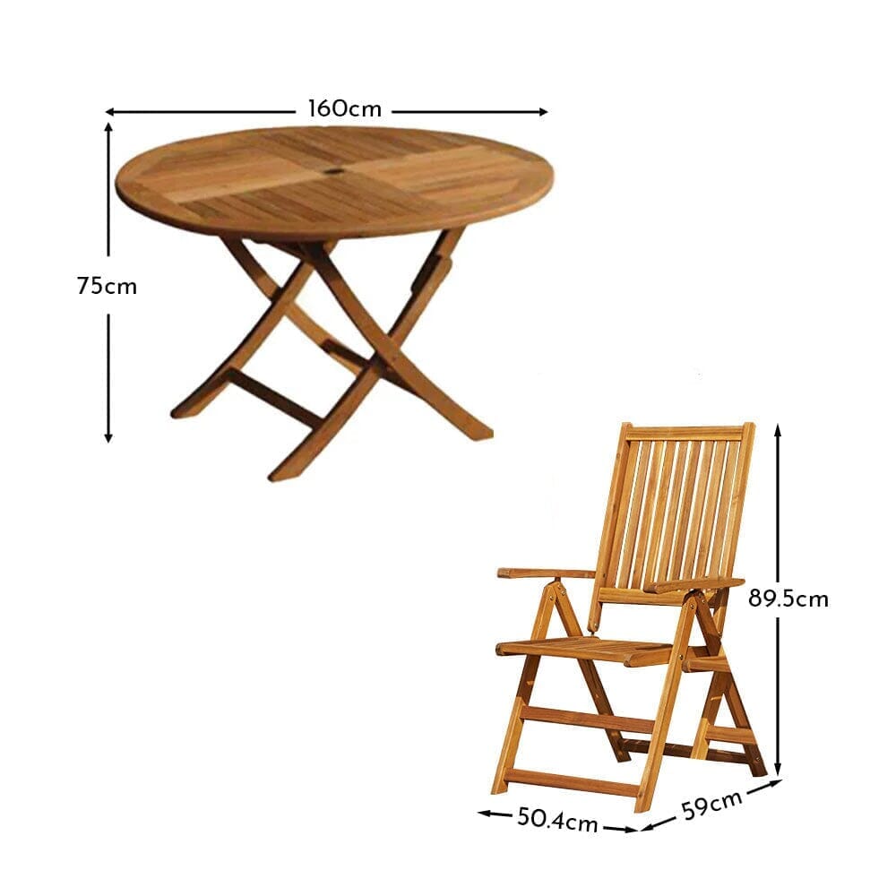 Ashby 8 Seater Wooden Round Garden Dining Set with Arms - 160cm