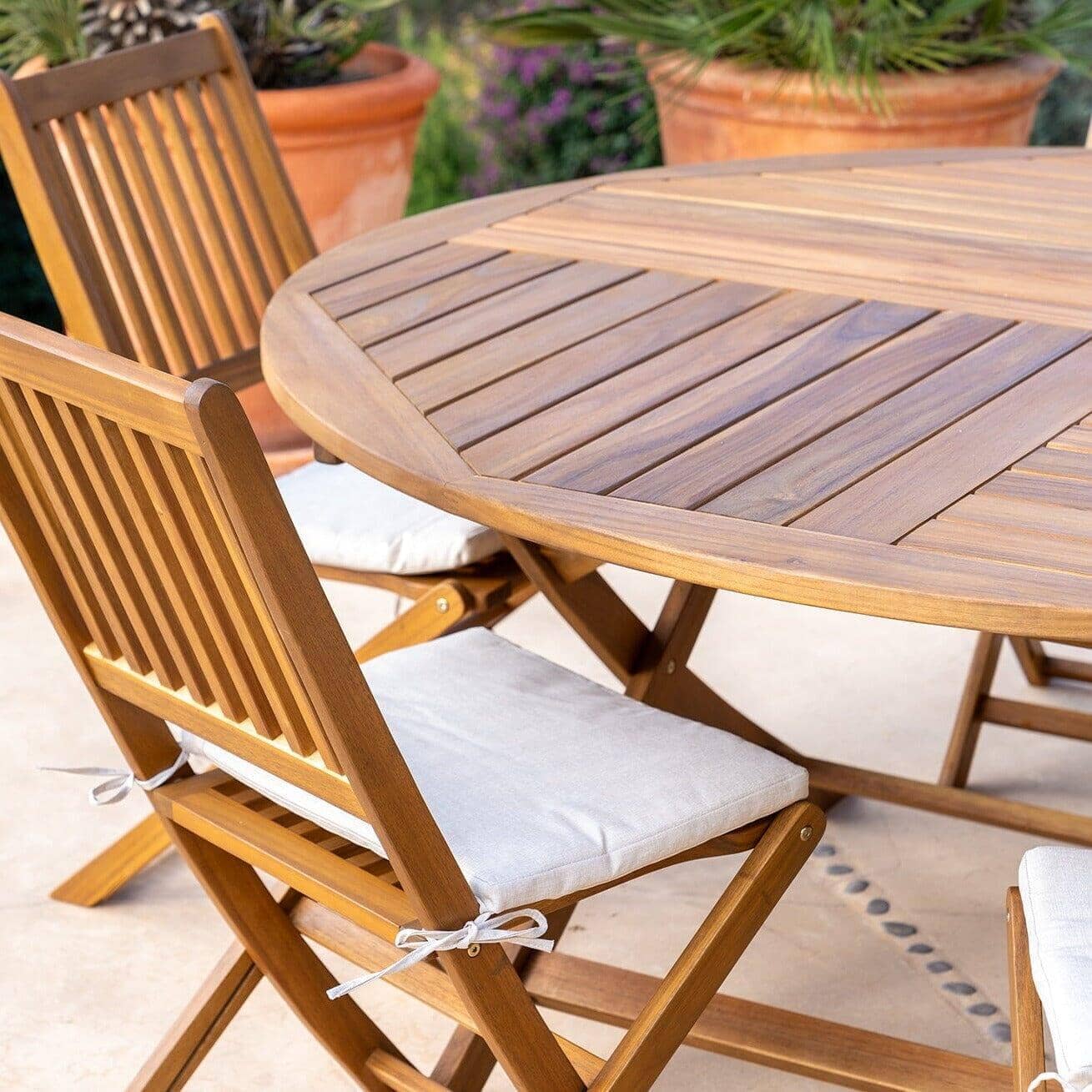 Ashby 6 Seater Round Wooden Garden Dining Set with Arms - 130cm