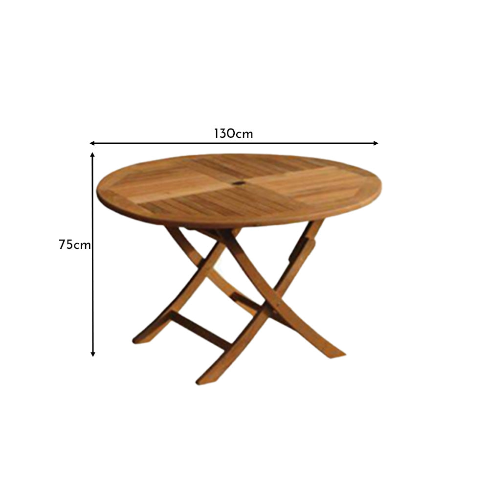 Shiro Brushed Light Acacia Garden Dining Table - Pale Grey Concrete
