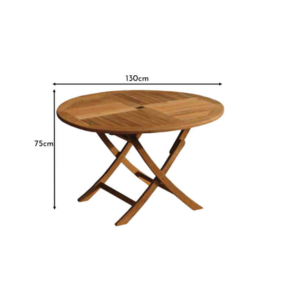 Shiro Brushed Light Acacia Garden Dining Table - Pale Grey Concrete