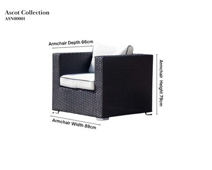 Ascot Rattan Garden Armchair in Black and Vanilla