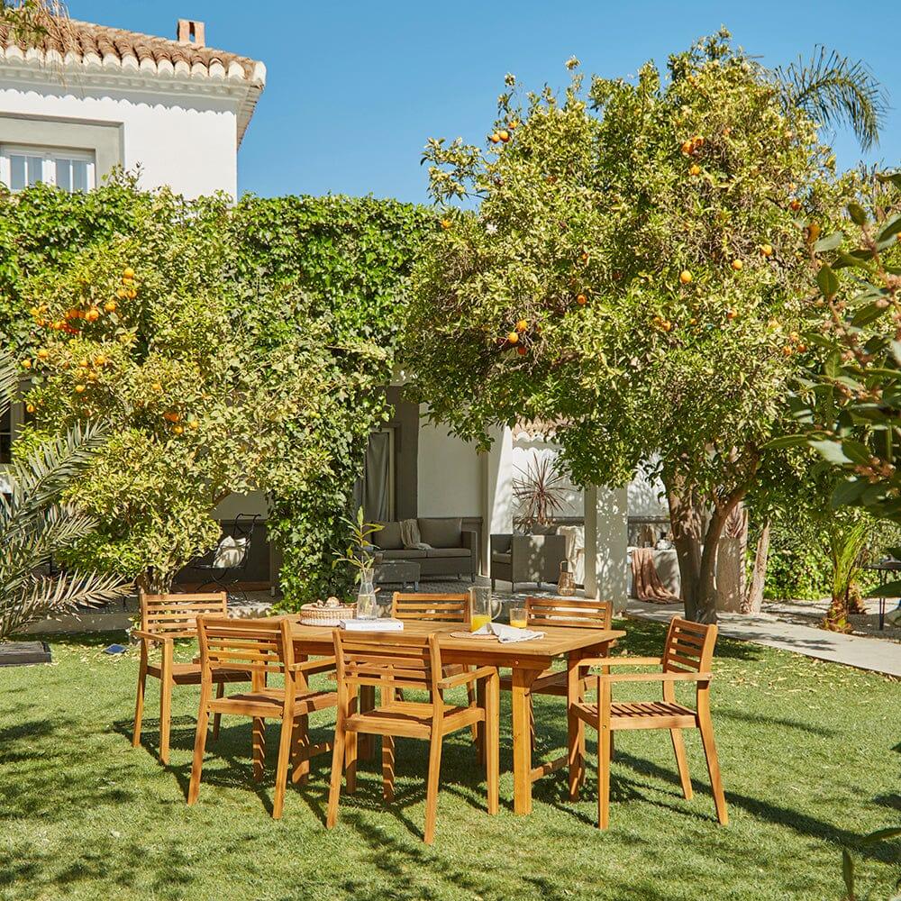 Aspen 6 Seater Wooden Extendable Garden Dining Set - 160-240cm - Laura James