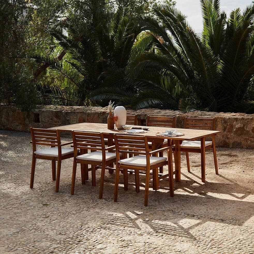 Aspen 6 Seater Wooden Extendable Garden Dining Set with Cushions - 160-240cm - Laura James