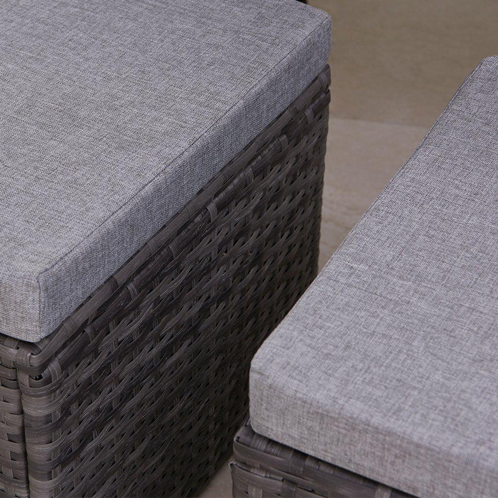 9 Seater Rattan Outdoor Corner Sofa Set - Grey Weave - Laura James