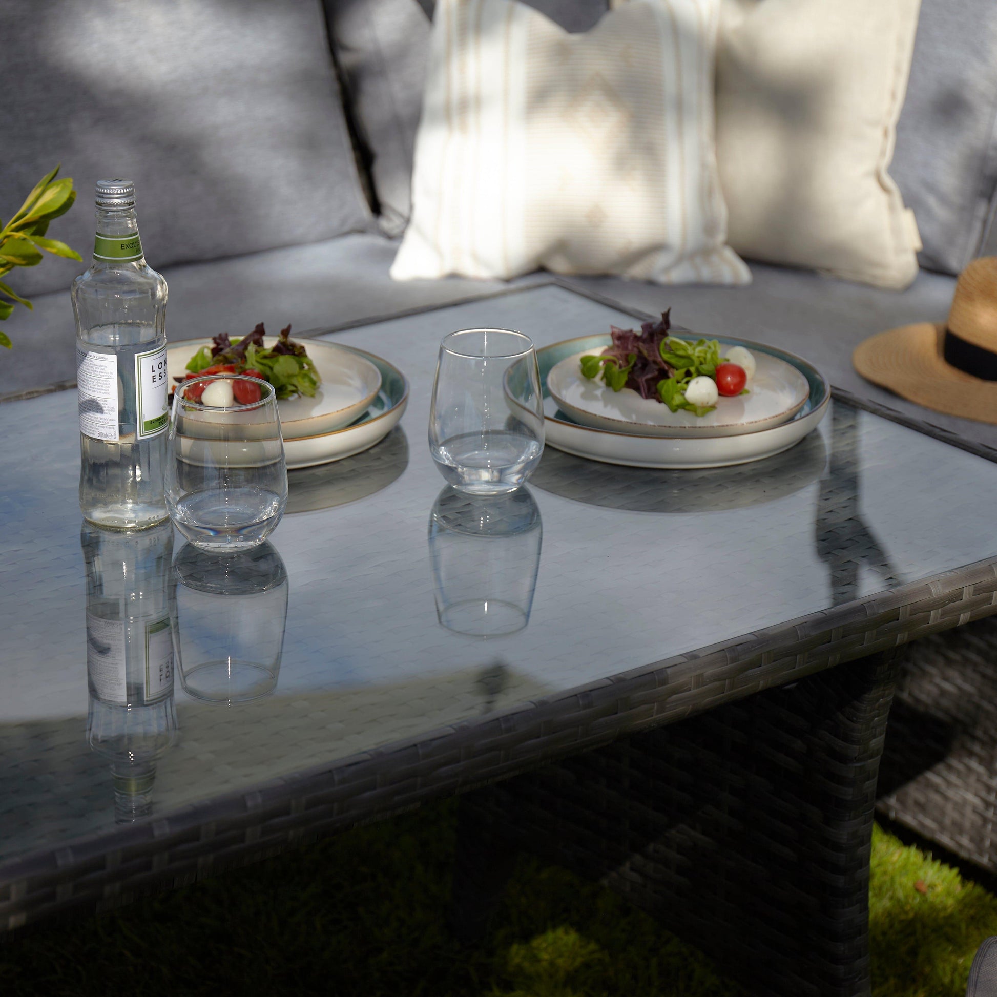 9 Seater Rattan Outdoor Corner Sofa Set - Grey Weave - Laura James