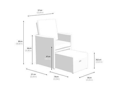 Barcelona 4 Seater Cube Set With Footstools in Black and Vanilla
