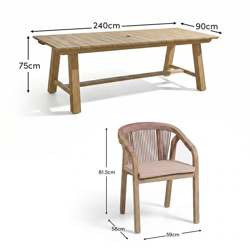 Ashby 6 Seater Wooden Round Folding Garden Dining Table - 130cm