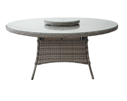 Cambridge 6 Rattan Chairs and Large Round Dining Table Set in Grey