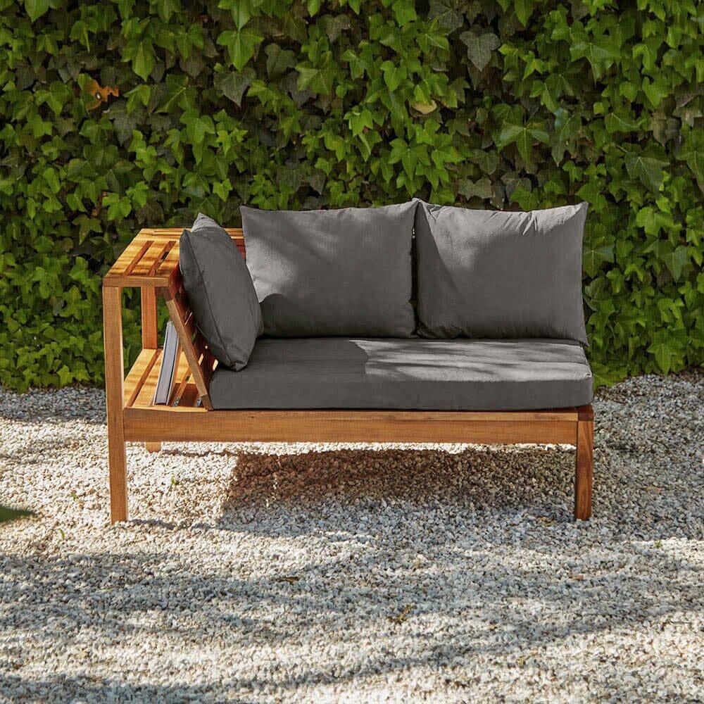 Dakota Wooden Garden Corner Sofa Set - Grey Cushions - Laura James