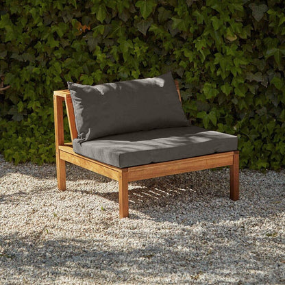 Dakota Mid Section/Chair - Natural Acacia with Grey Cushions - Laura James