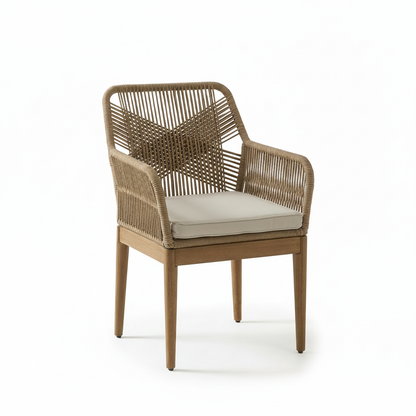 Killian White Acacia Garden Chairs - Set of 2 - Natural Rope - Laura James