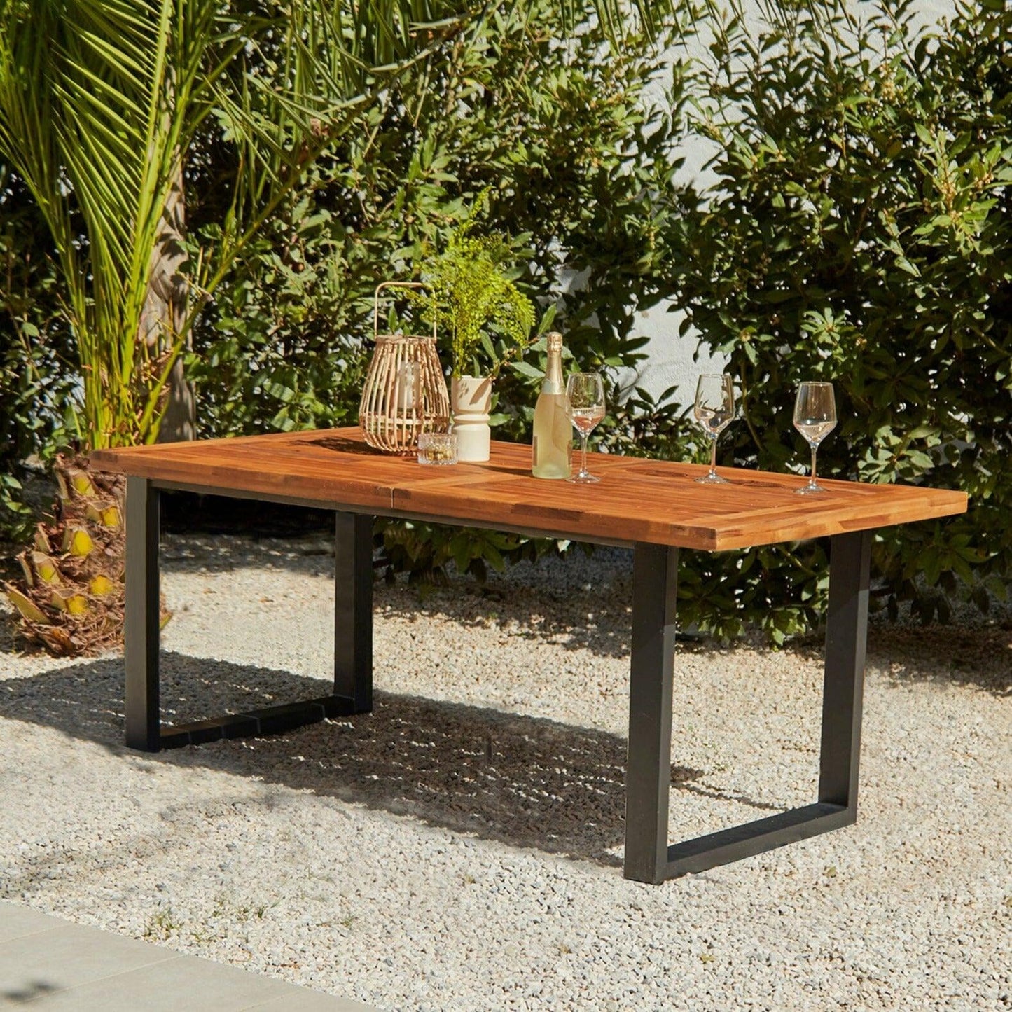 Hali 6 Seater Steel Acacia Top Dining Table 175cm - Laura James