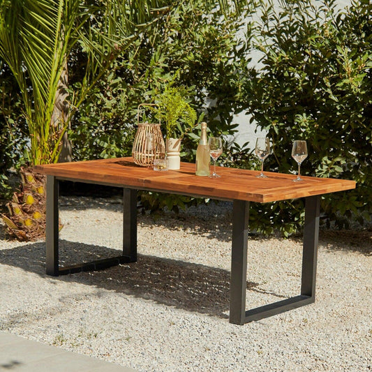 Hali 6 Seater Steel Acacia Top Dining Table 175cm - Laura James