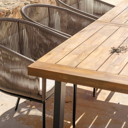 Hali 4 Seater Outdoor Dining Set with Hali Natural Chairs - 175cm
