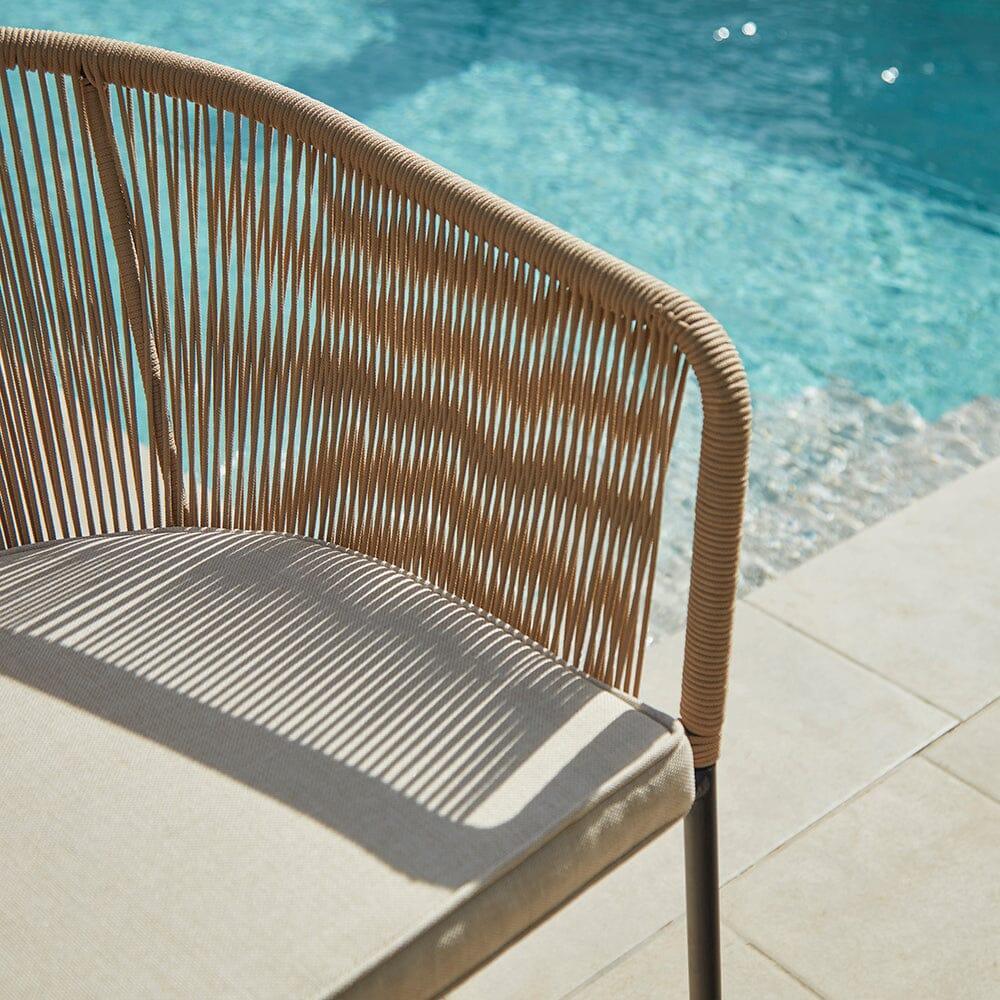 Hali Natural 6 Seater Outdoor Wooden Dining Set with Premium Cream Parasol - 175cm - Laura James